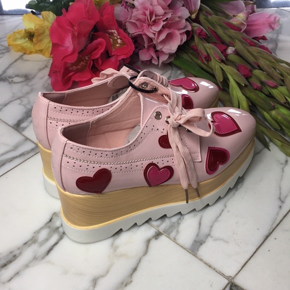 Sneakers Platforms Oxfords Heart Baby NWT - Picture 3 of 7